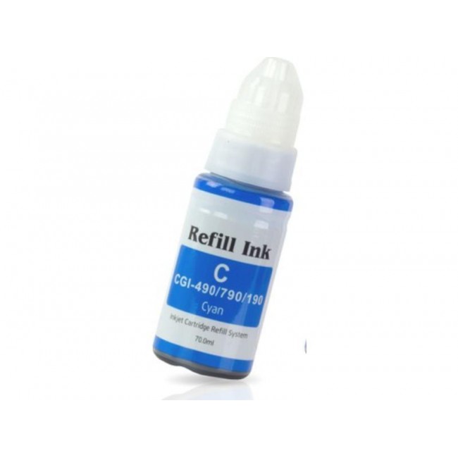 CANON ile Uyumlu GI-490C,GI-590C Mavi Mürekkep 70ml./Sise